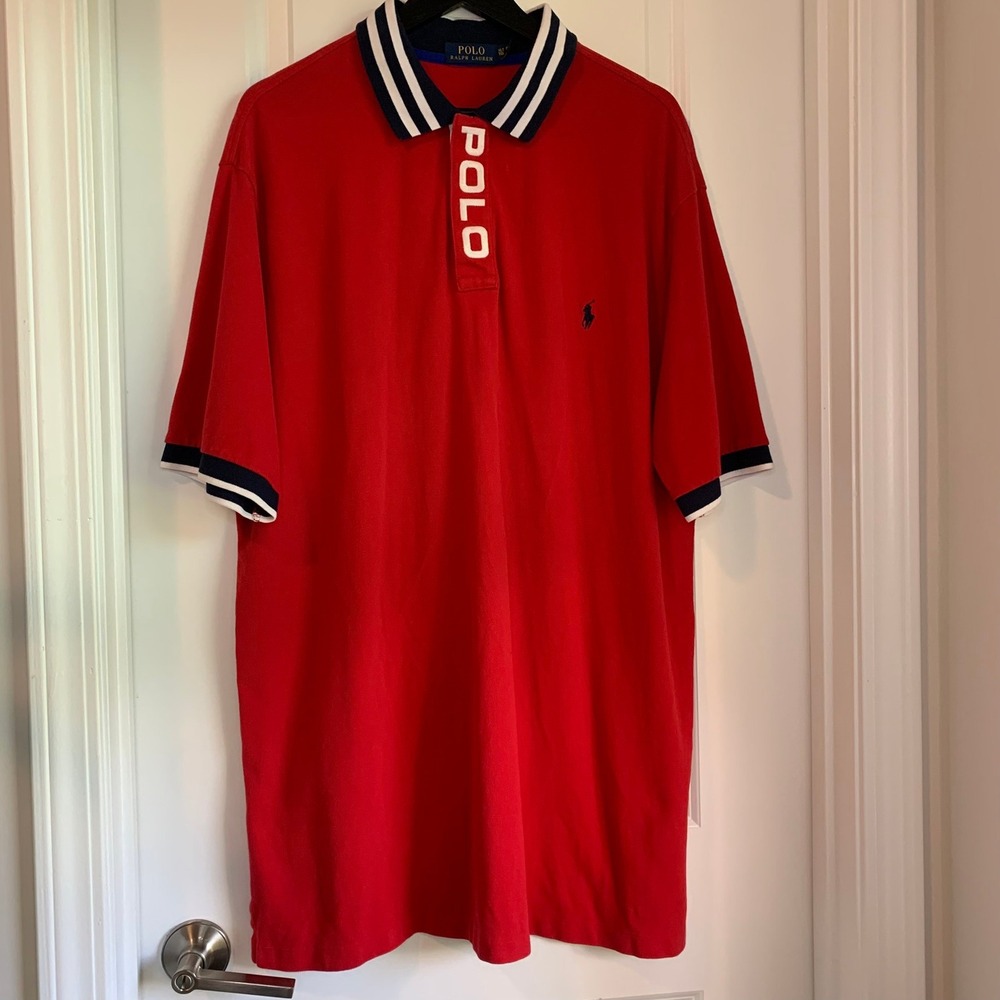 Polo Ralph Lauren Mens XLT Tall Red Polo Shirt Big Pony Logo Cotton Short Sleeve